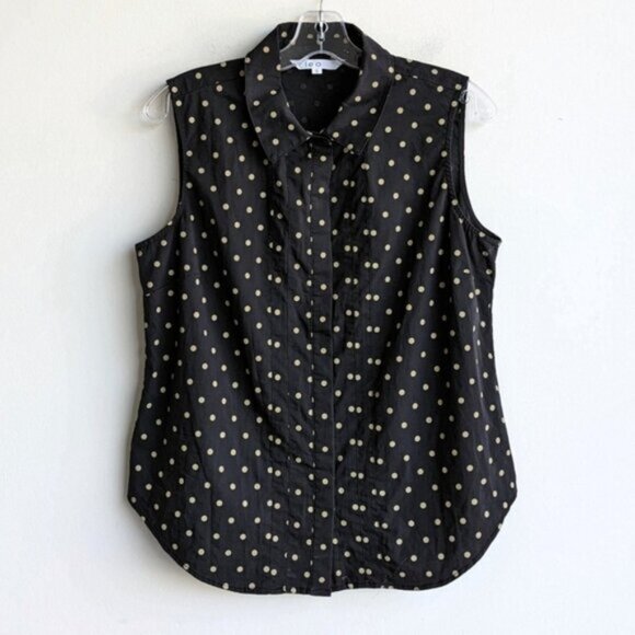 Cleo polka dot cotton blend sleeveless collared blouse - Picture 1 of 6
